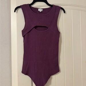 Le Lis Mauve Ribbed Bodysuit with Cutout